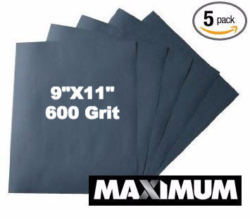 Wet / Dry Sand Paper Ultra Fine 600 Grit Silicon Carbide (5 pack)