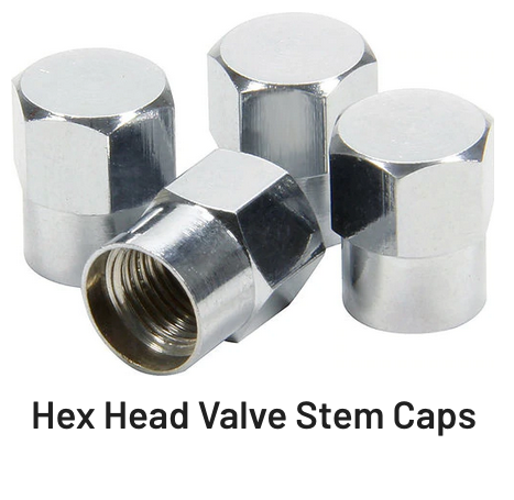 Hex Head Tire Valve Stem Caps in Chrome 2020128