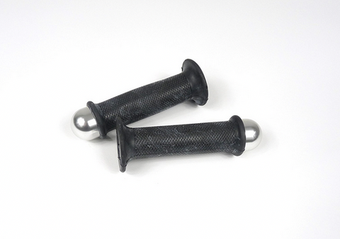 Lambretta TZR Type Handlebar Grips in Black Silver Bar Ends for Series 3  Pair   MBP0530K