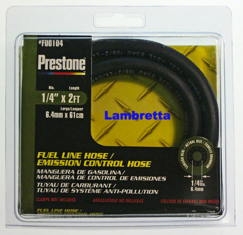 Lambretta Petrol Fuel Gas Line Hose: 1/4" X 2 Foot Length